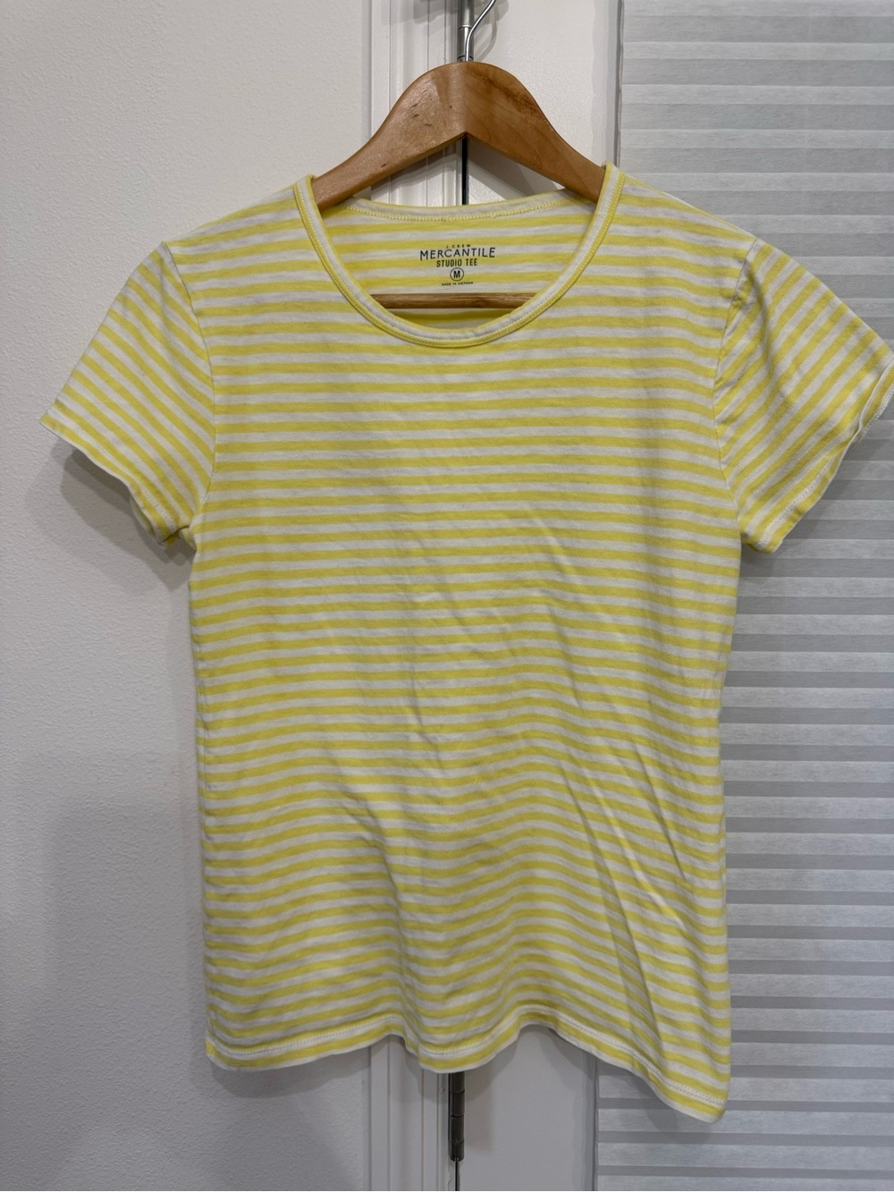 J. Crew Yellow and White Striped Short Sleeve Tee